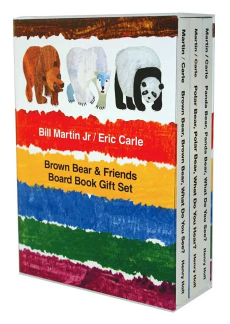 Image of Eric Carle's Brown Bear & friends board book box set, reviewed by Jennifer Kali for Vegbooks